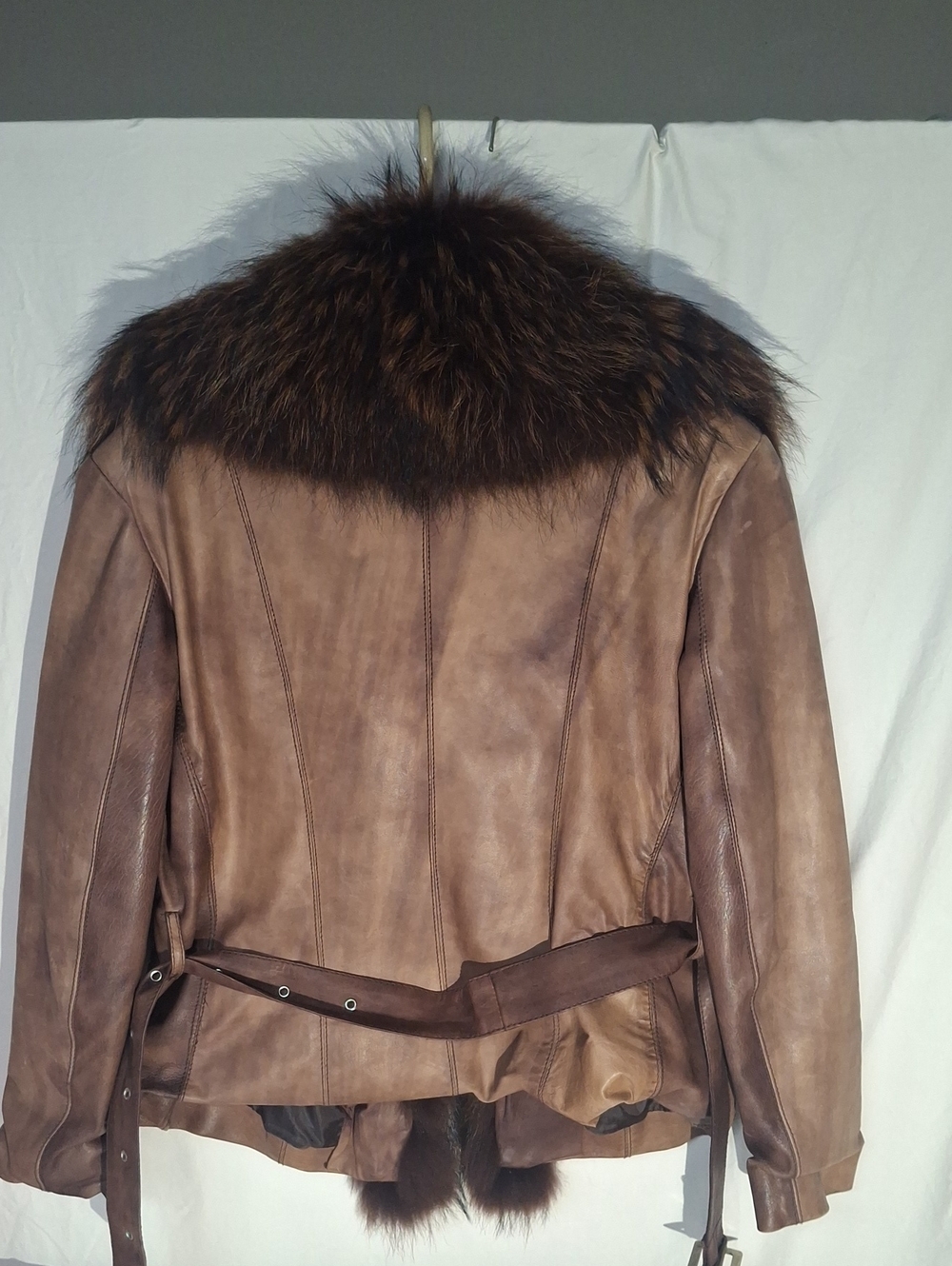 Vintage LeatherJacket Genuine Big Fur Collar Italy - Picture 4 of 16